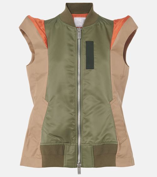 Paneled twill and gabardine vest