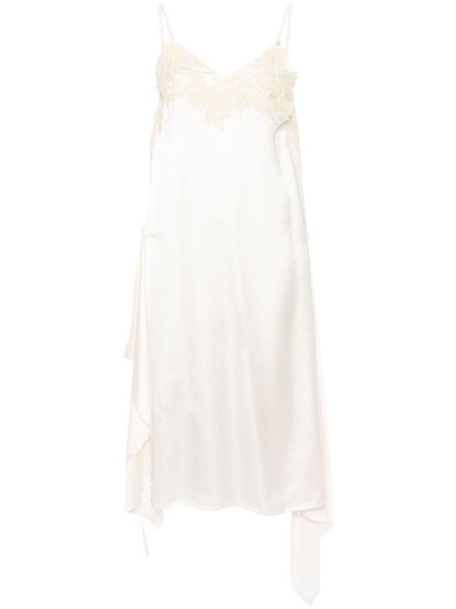 Floral-lace satin slip dress - Neutrals