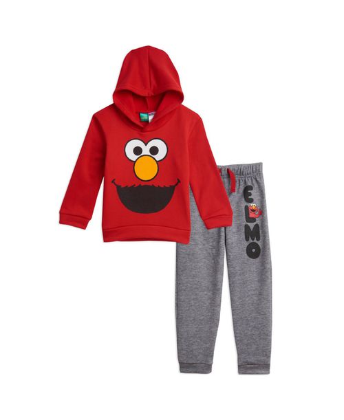 Baby Boys Elmo Hoodie and Pants Outfit Set - Red/gray