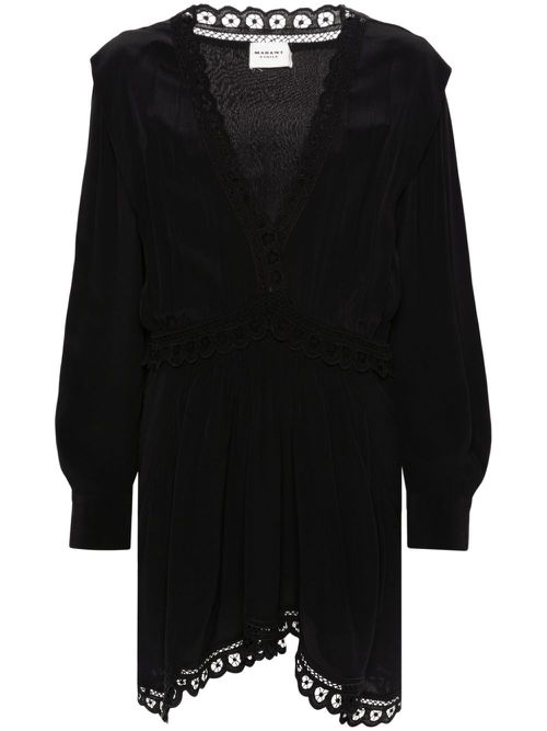 Long-sleeve V-neck dress - Black