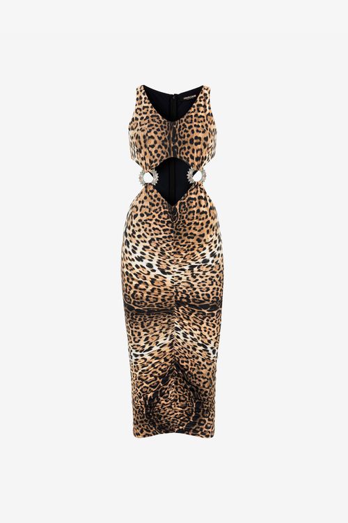 Jaguar-print Cut-out Dress