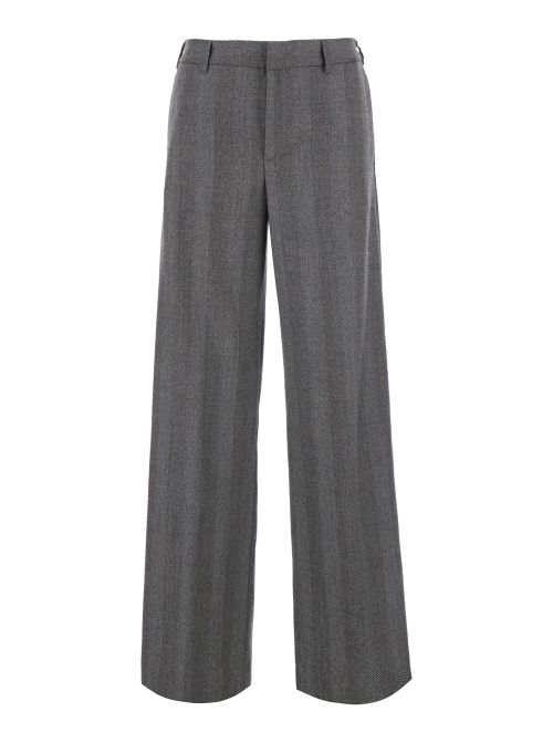 Straight-Leg Wool Trousers — Gray