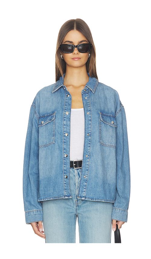 ANINE BING Paxton Shirt in Tidal Blue. M also in L