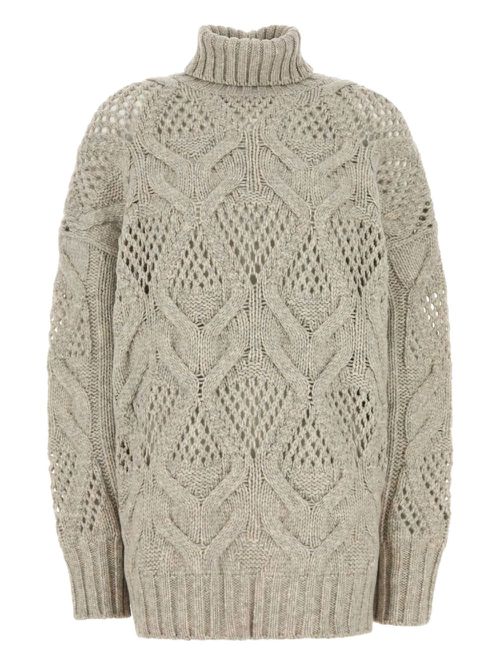 Sportmax chunky cable-knit roll-neck jumper - Neutrals