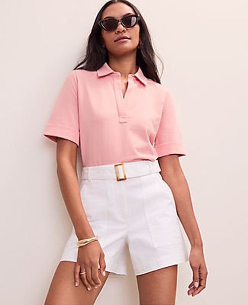 Ann Taylor Weekend Split Neck Polo Top
