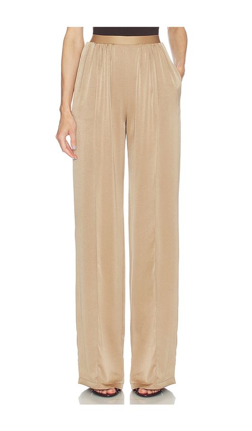 Atlein Elastic Wide Leg Pant in Beige. 34. Also