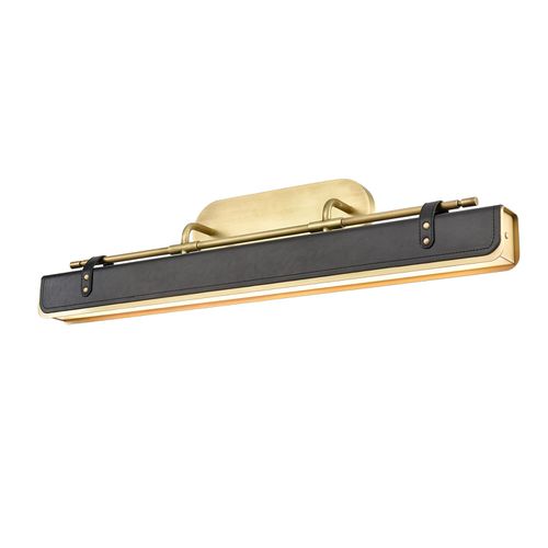 Alora Valise Bathroom Vanity Light in Vintage Brass And Tuxedo Leather