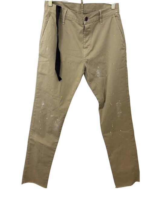 Men's Straight Leg Pants With Paint Splatters In Khaki
