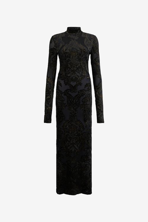 Dress With Ornamental Black Print