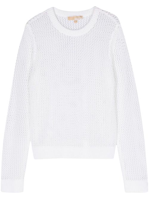 Crew-neck open-knit jumper - White
