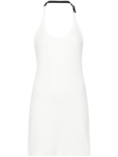 Holistic Buckle 90's logo-patch minidress - White