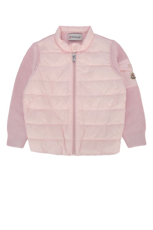 Quilted Nylon Hybrid Cardigan — Pink