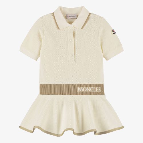 Girls Ivory Piqué Polo Dress