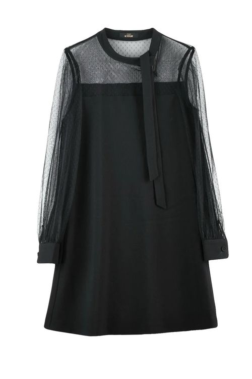 Black Polyester Viscose Elastane Women's Tunic Dress