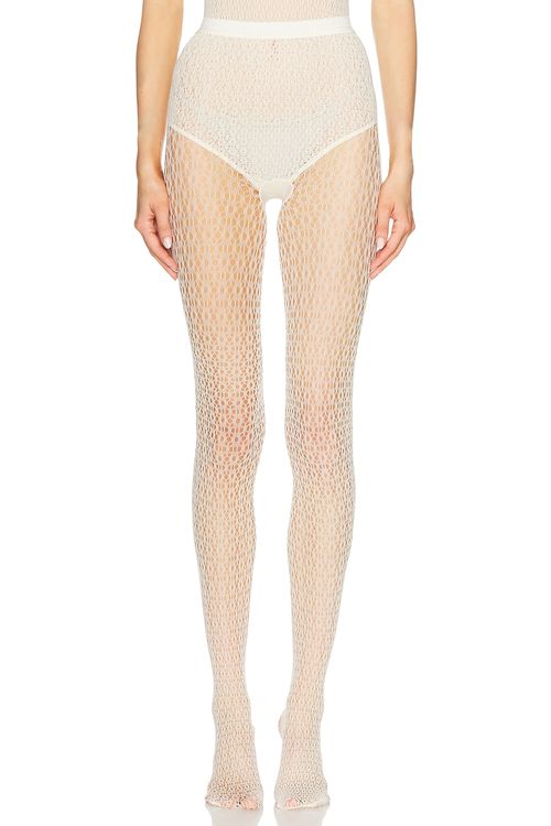 Wolford Daisy Net Tights in Buttercream - Cream. S also in