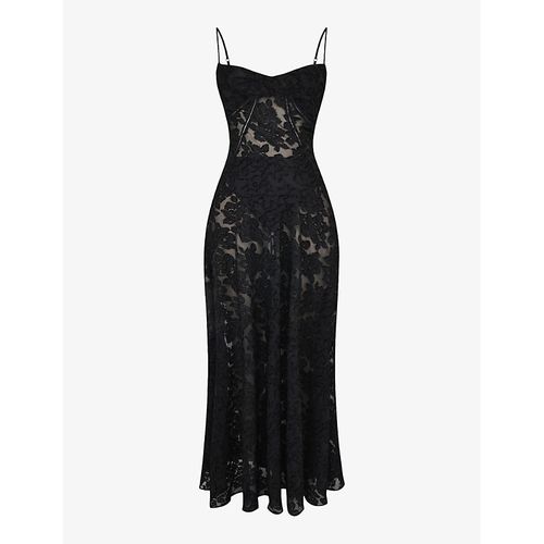Womens Black Seren Corseted Floral-jacquard Woven Maxi Dress 