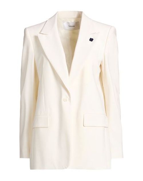 Woman Blazer Cream Size 8 Wool, Elastane