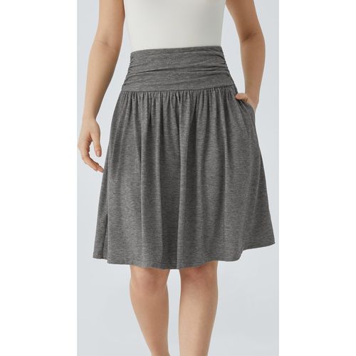 Halara High Waisted Ruched Pocket Flowy Skirt - Darl Gray Floral Yarn - XLregular