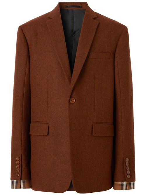 Check-detail tailored blazer - Brown