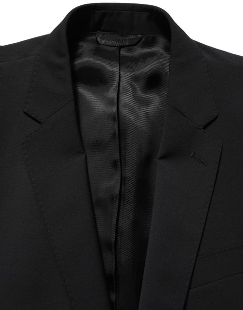 Wool Slim Fit Formal Pant Suit — Black