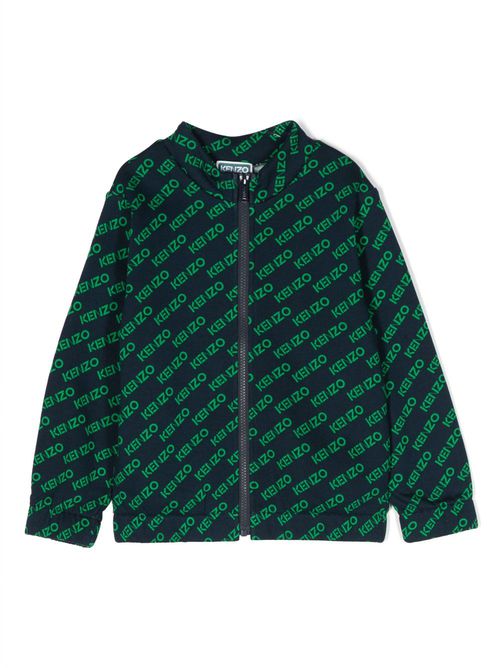 Logo-print cotton jacket - Blue