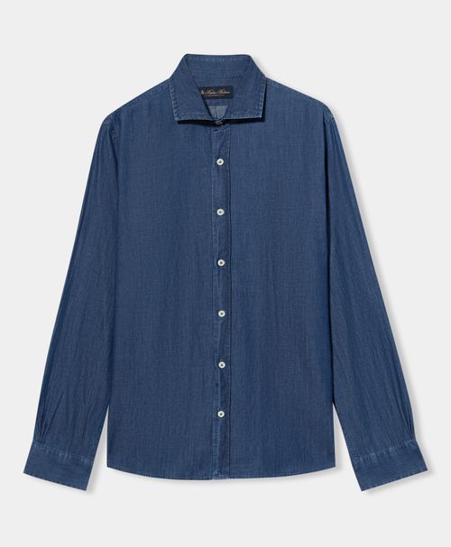 Slim Fit Denim Shirt With Spread Collar