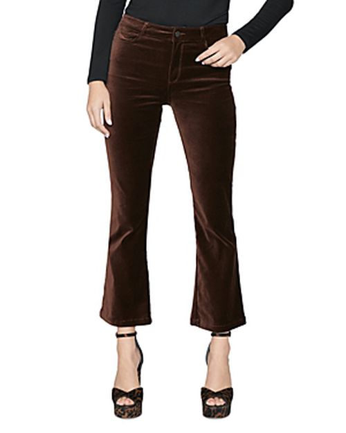Claudine High Rise Kick Flare Velvet Jeans in Chicory Coffee