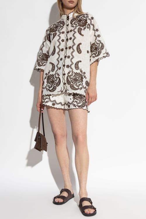 Shirt With Decorative Embroidery, Women's, Cream