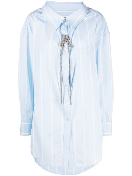 Crystal-embellished striped cotton shirt - Blue