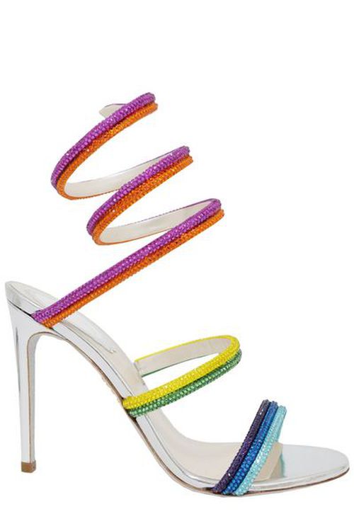 René Caovilla Rainbow Embellished Open Toe Sandals