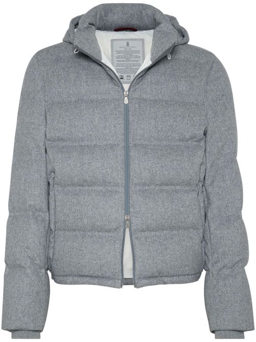 Quilted hooded down jacket - Grey