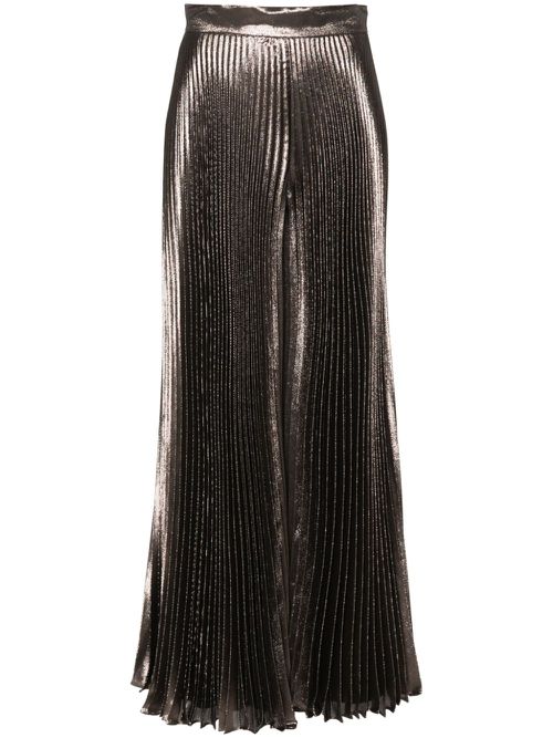 Panteon lamé pleated trousers - Brown