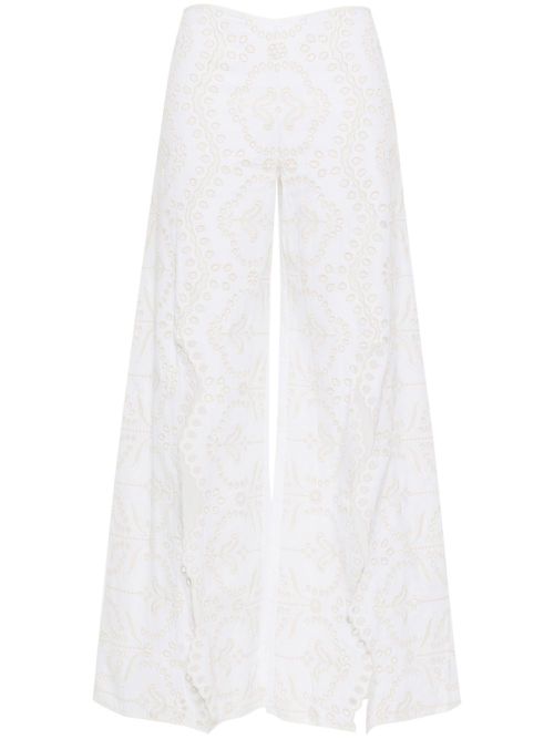 Lyone broderie-anglaise palazzo pants - White