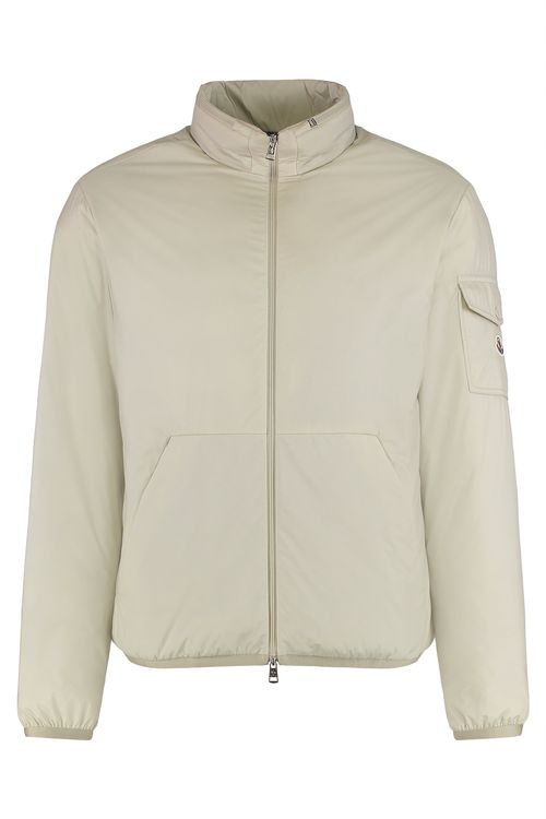 Short Padded Jacket with Removable Hood and Zip Closure