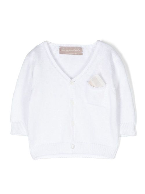 Chest-pocket cotton cardigan - White