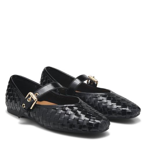 Women's Mulaney Woven Mary Jane Ballet Flat Shoes (Black)