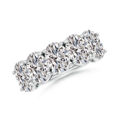Angara 5.0 Carats Oval Diamond Five Stone Classic Anniversary Ring in 14K White Gold