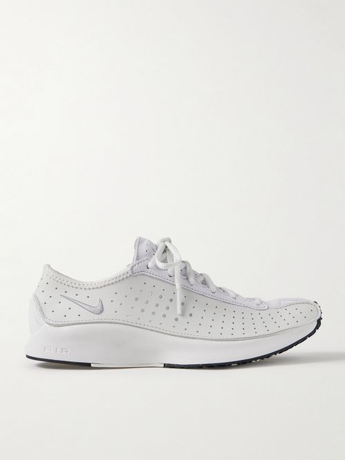 Air Superfly Suede And Perforated Leather Sneakers - White
