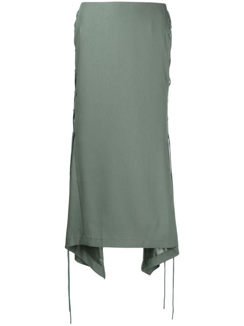 Lace-up midi skirt - Green