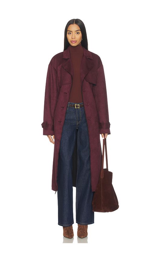 ALL THE WAYS Moxie Faux Suede Coat in Wine. L. Also in