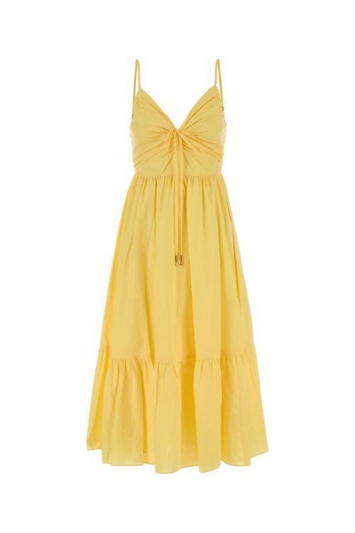 Tie-Front Cotton Dress — Yellow
