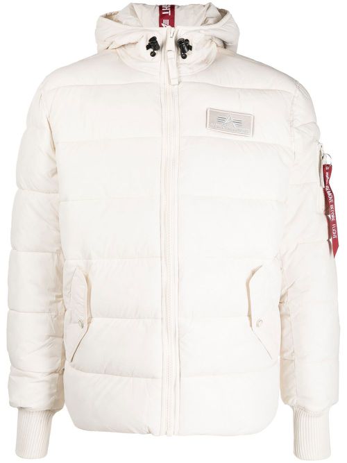 Alpha Industries logo-patch padded jacket - White