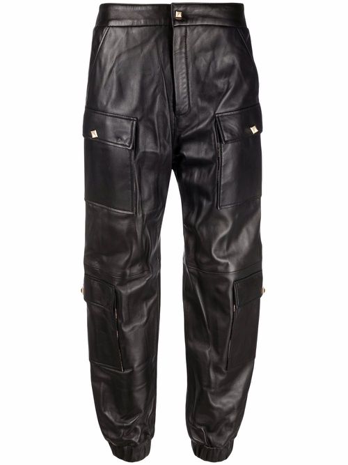 Leather jogging trousers - Black