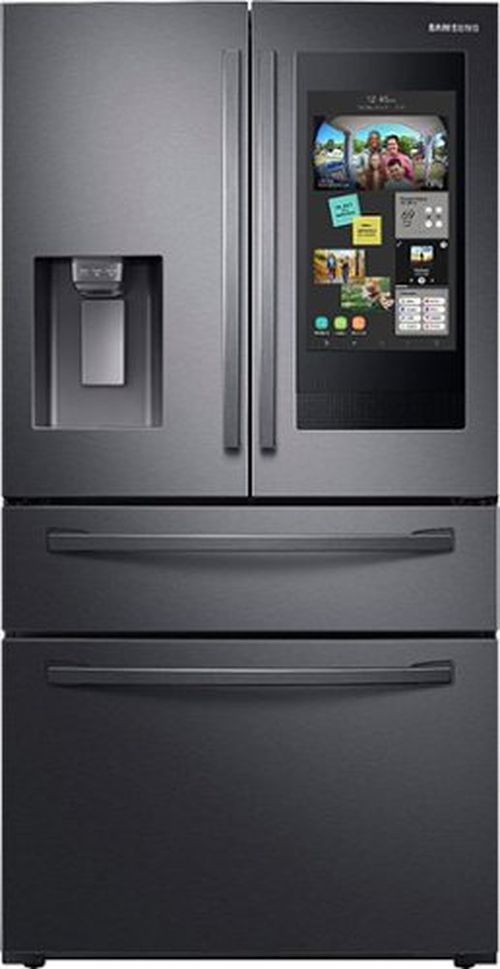 22.2 cu. ft. 4-Door French Door Counter Depth Smart Refrigerator with Family Hub - Black Stainless Steel