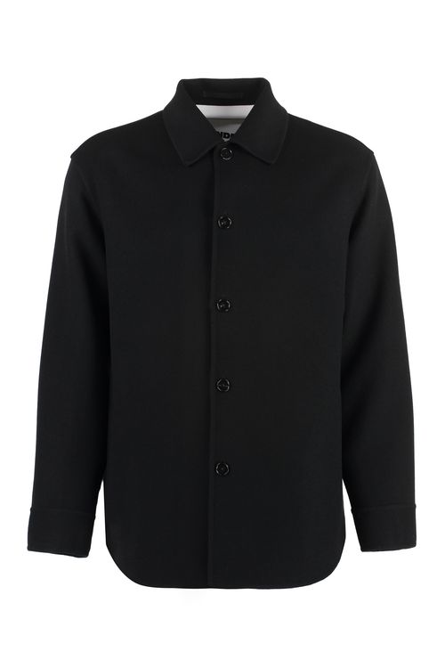 Cashmere Overshirt with Rounded Hem and Pockets
