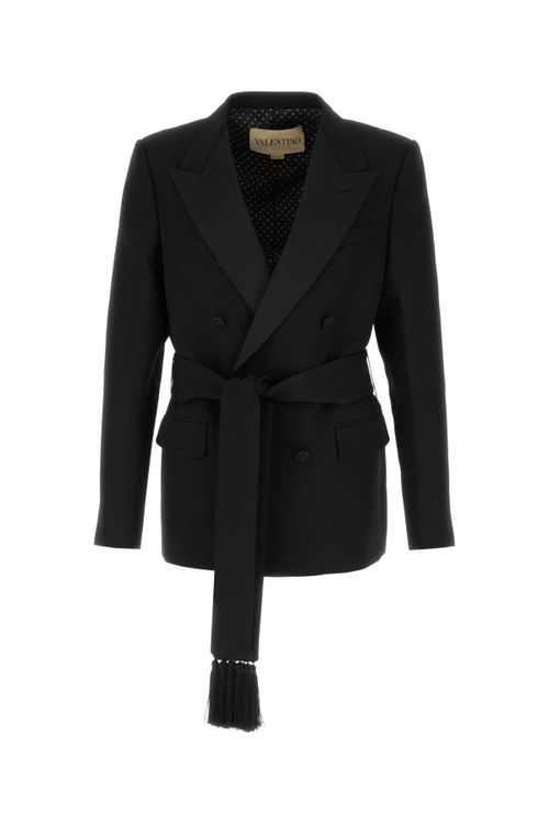 Virgin Wool Double-Breasted Blazer — Black