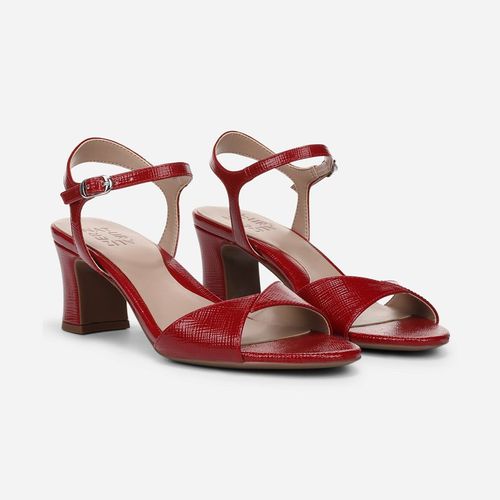 Nyla Dress Sandals, Red Textured Faux Leather