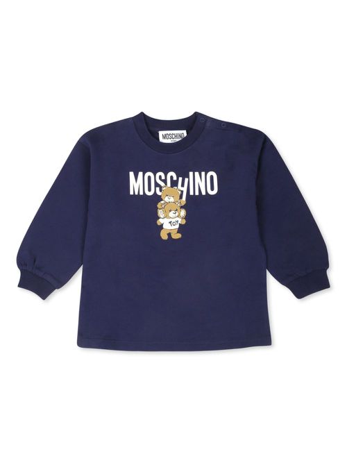 Teddy Bear-print cotton sweatshirt - Blue