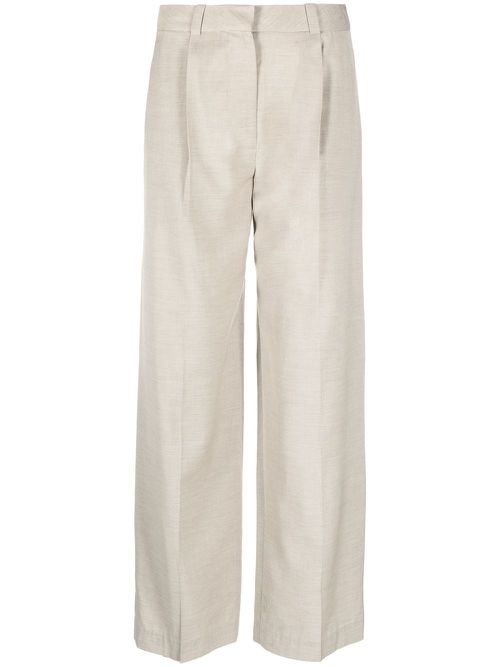 High-waisted pleated trousers - Neutrals