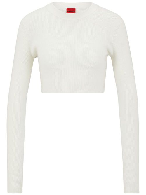 Ribbed-knit cropped top - White